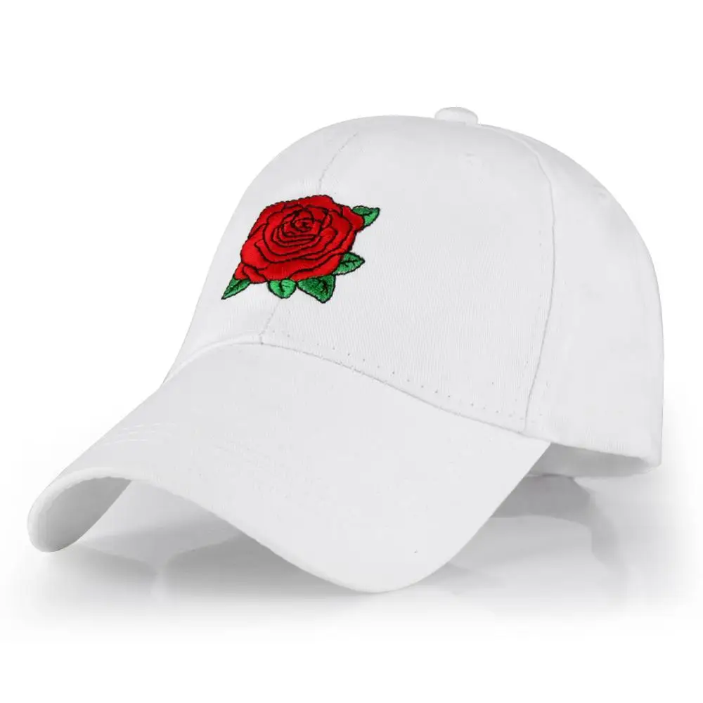 Модные мужские и женские летние бейсболки в стиле хип-хоп с вышивкой в виде роз, повседневные спортивные бейсболки с козырьком, женские черно-белые бейсболки