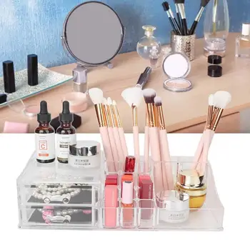 

Acrylic Cosmetic Jewelry Makeup Storage Box Clear Transparent Stand Dispaly Rack with Drawer Jewelry Organize Makeup Tool Kits