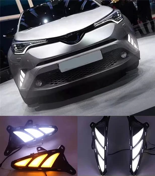 

Daytime Running Light Daylight fog lamp For Toyota C-HR CHR 2016 2017 Yellow turn Signal Style Relay Waterproof ABS Car DRL LED