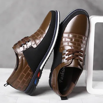 

Merkmak 2020 Spring New Leather Men Shoes Casual Breathable Slip On Formal Business Walking Footwear Shoes For Man's Big Size 48