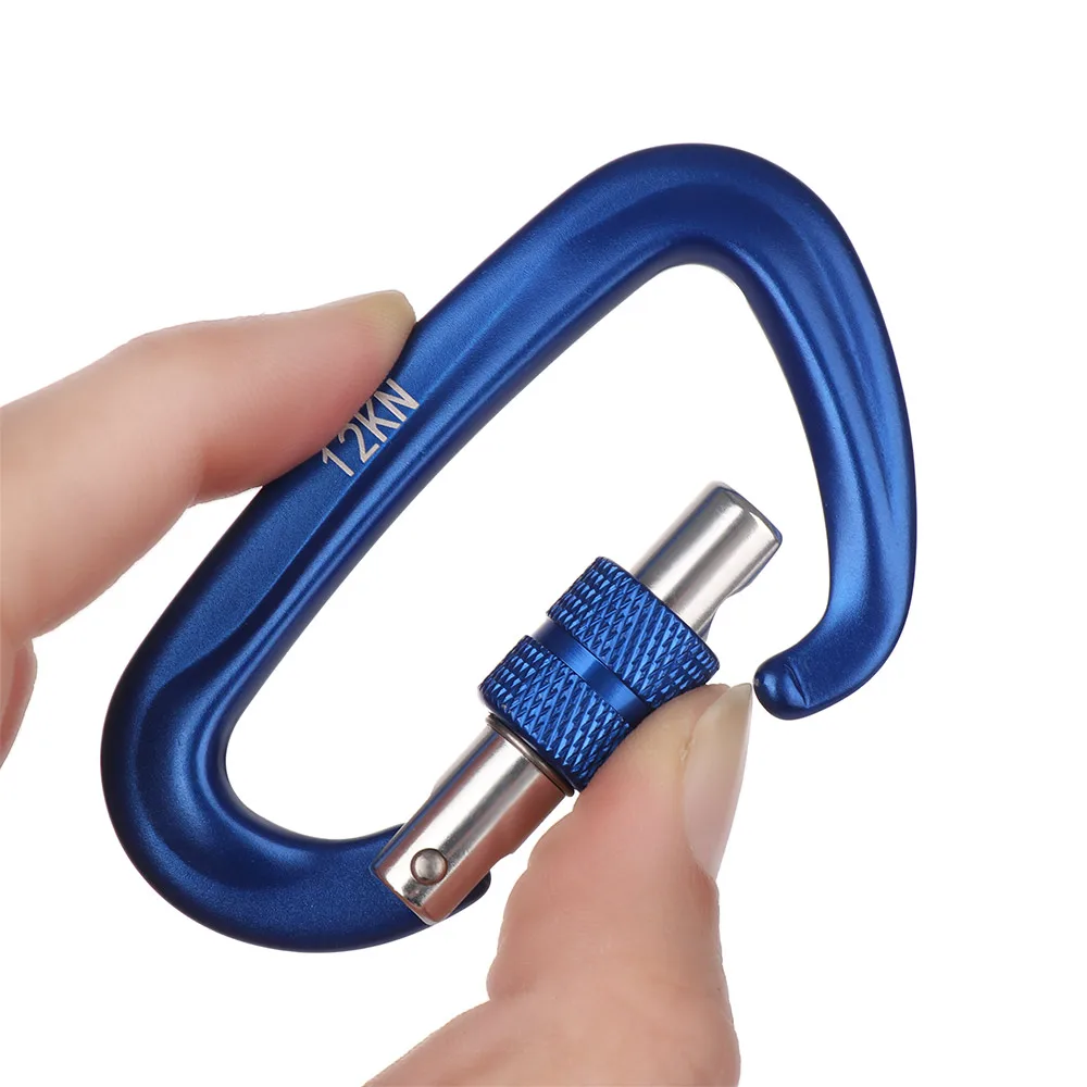 Professional Carabiner Climbing Key Hooks D Shape Aluminum Security Master Lock Outdoor Ascend Tool 12/25KN climbing carabiner
