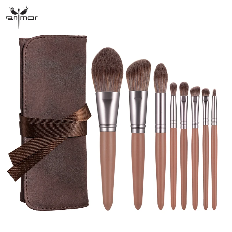 

Anmor 8Pcs Makeup Brushes Set Foundation Eyebrow Eyeshadow Concealer Blush Wooden Brush For Make Up Portable Cosmetic Bag Tool