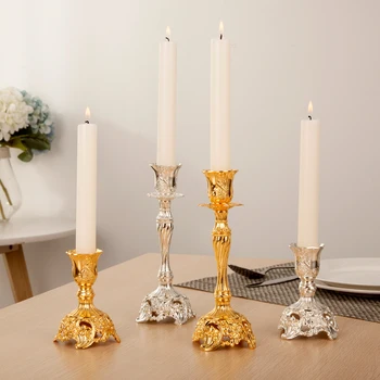 

2pcs/pair Candle Holders European Metal Candle Stand Candlesticks Antique Home Wedding Table Decoration Candle Holders Gifts