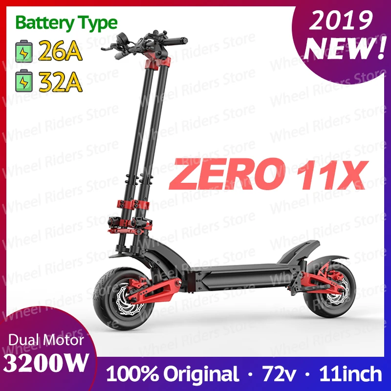 

2019 Newes ZERO 11X Inch Dual Motor Electric Scooter 72V 3200W Off-road E-scooter 110km/h Double Drive Zero 11X Off Road