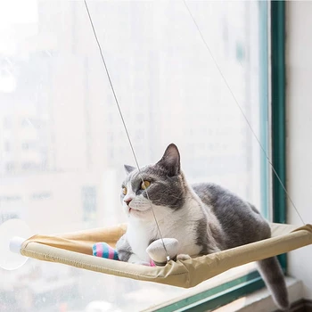 

Cat Hammock, Cat Window Perch Sunny Seat with Suction Cups Cat Bed Saving Space All Around 360°Sunbathe for Cats