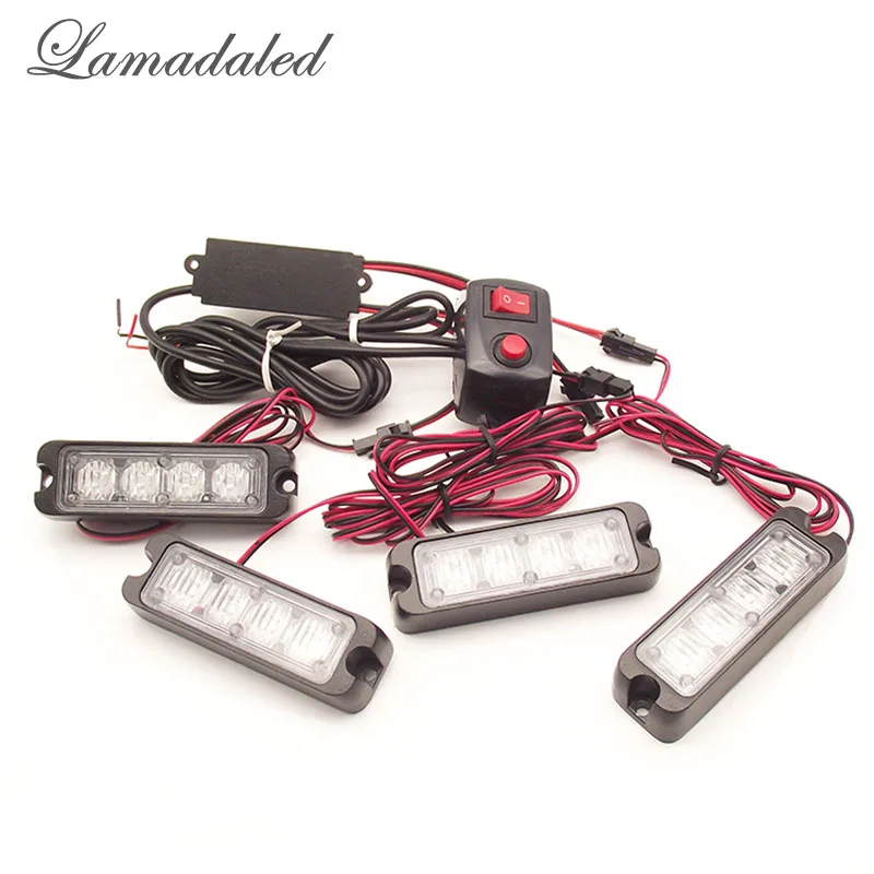 Lamada светодиодный DC12V высокой мощности 48 Вт автомобильный решетчатый светодиодный стробирующий световой сигнал предупредительный сигнал 16 светодиодный красный синий полицейский автомобиль Предупреждение легкий грузовик боковой лампы-вспышки