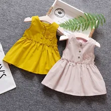 Модное платье для маленьких девочек; Хлопковое платье с круглым вырезом для маленьких девочек; однотонное платье без рукавов с бабочкой; сарафан принцессы; ; H5