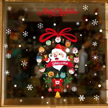 

[shijuekongjian] Father Christmas Window Stickers Vinyl DIY Snowflakes Wall Decals for Living Room Glass New Year Decoration