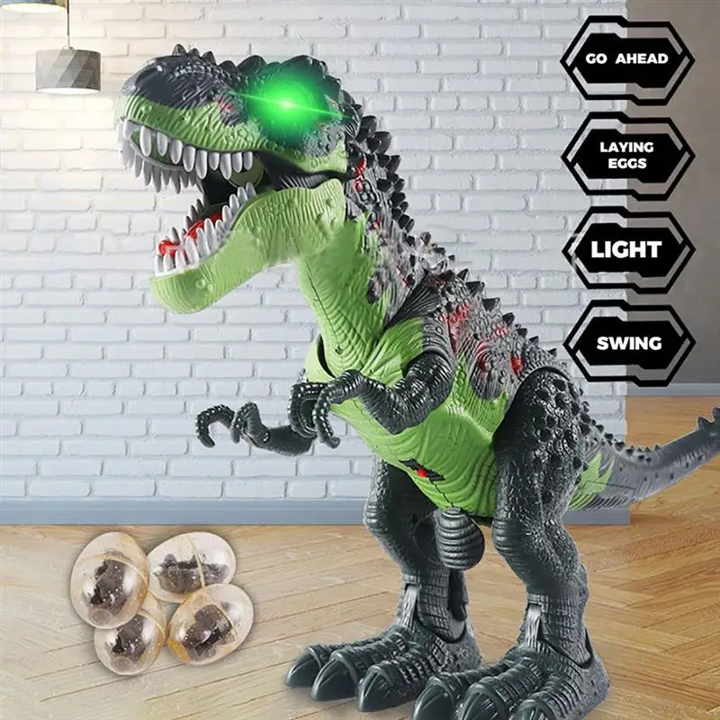Dinobot-dinosaurio Tiranosaurio Rex con Control remoto para niños, juguete interactivo de dinosaurios con pulverizador