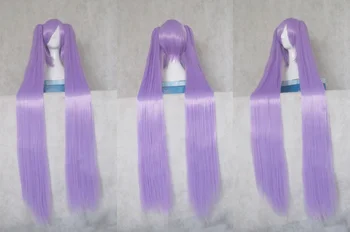 

Vocaloid MIKU LUCKY STAR Hiiragi Kagami Cosplay Wigs High-temperature Fiber Purple Long Hair With Double Ponytails+free hair net