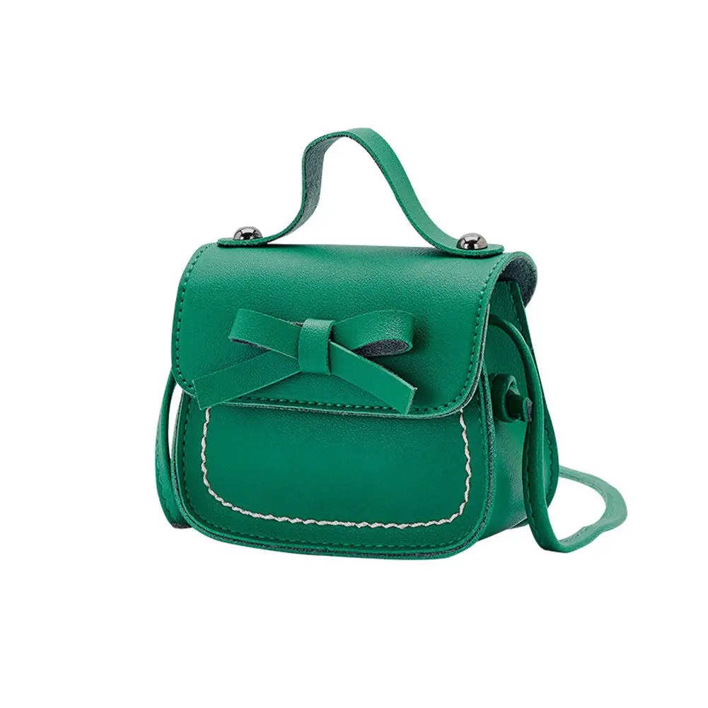 Новая модная Милая Детская сумка на плечо с бантом для девочек, сумка через плечо, сумка-кошелек из искусственной кожи - Цвет: Зеленый