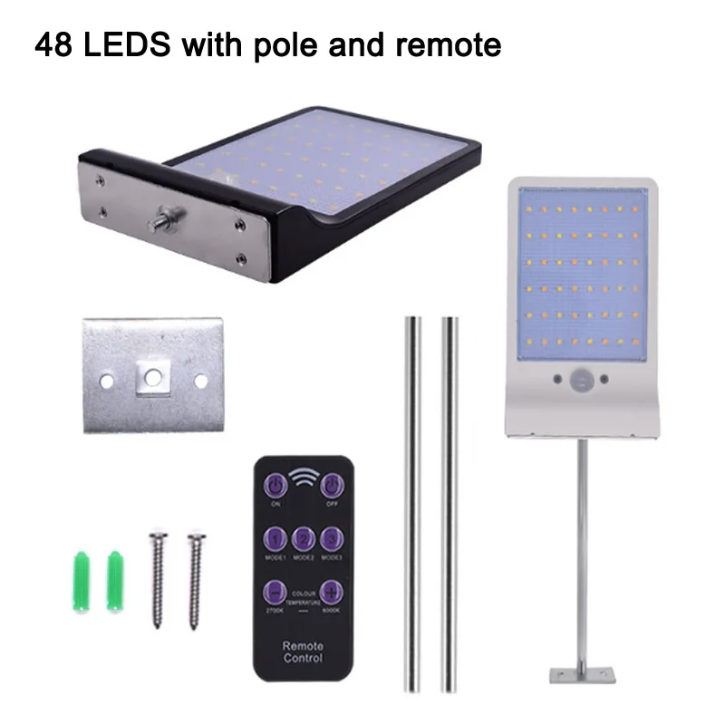 48 LED Solar Power Street Light PIR Motion Sensor Lamps Garden Security Lamp Outdoor Street Waterproof Wall Lights with Remote  (5)