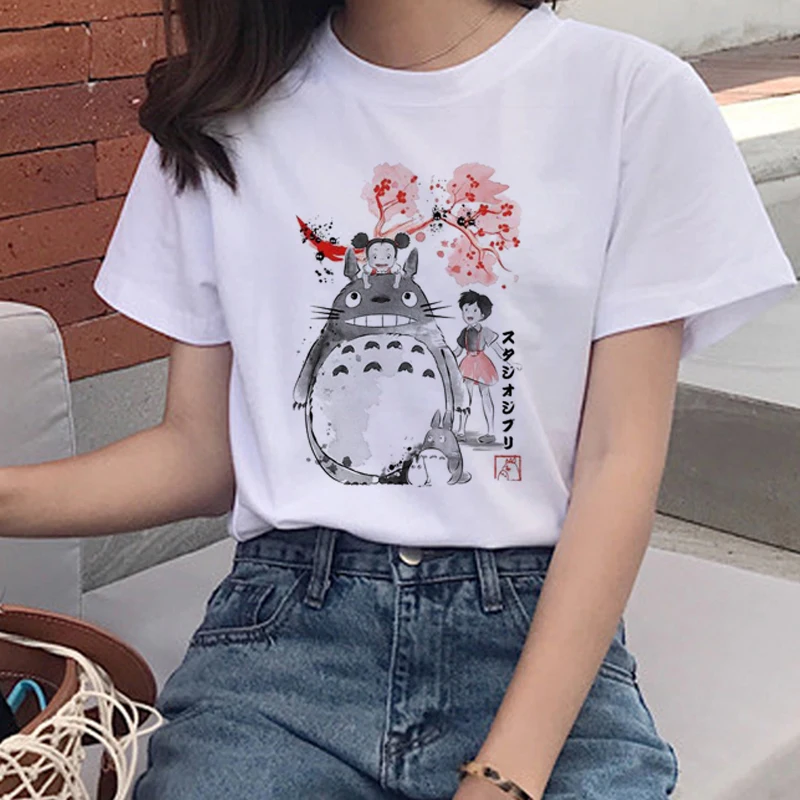 Графическая футболка 90 s, милые женские футболки Totoro Harajuku Kawaii, женская футболка Studio Ghibli, забавная футболка с мультяшным принтом - Цвет: 5619