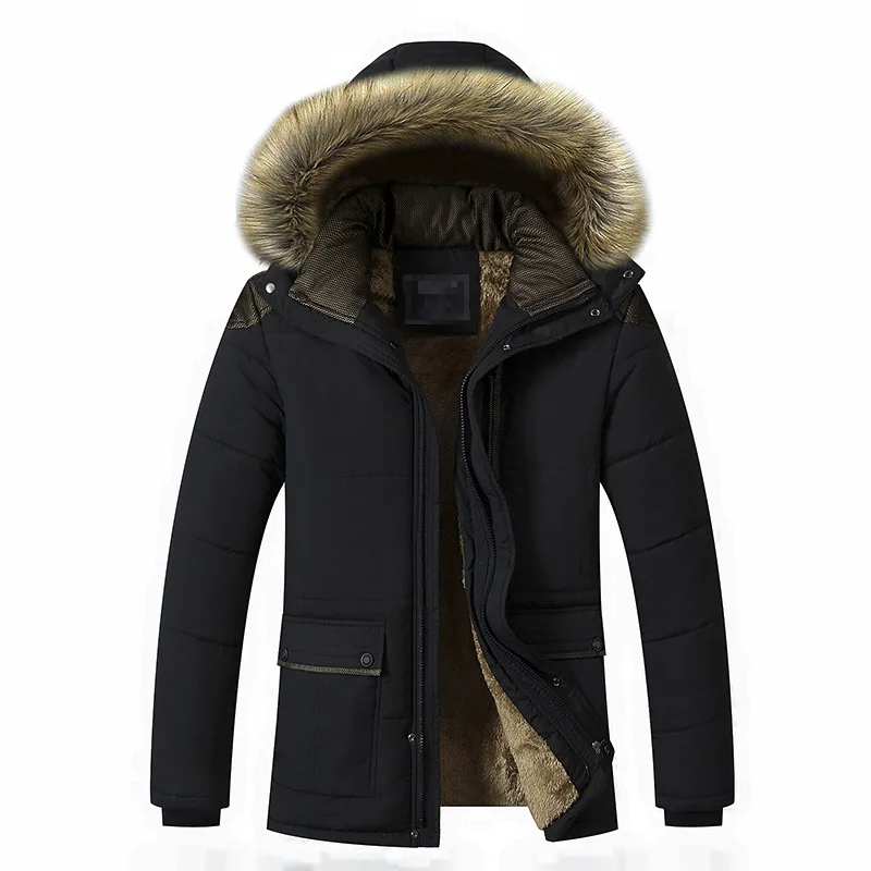 01 Black Winter Mens New Solid Color Hooded Cardigan Jackets Men Fashion Brand Casual Wild Cotton Warm Long Sleeves keep warm Men Jackets - Цвет: 01 Black