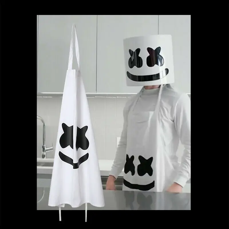 

Cooking With Marshmello Cosplay DJ Marshmello White Kitchen Apron Fans Props