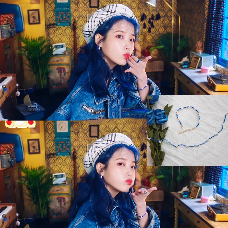 Синий бисер браслет любовь стихотворение IU Blueming MV стиль Корея простой подарок женские браслеты ювелирные изделия