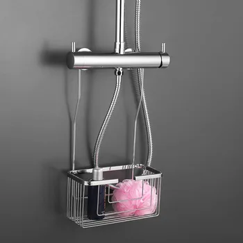 

Kibath Portagel rectangular shower basket ALB without light brass drills Chrome shine. Fastening for hooks