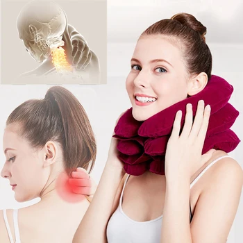 

Hot Drop Ship Inflatable Air Neck Traction Device Soft Neck Cervical Collar Pillow Pain Stress Relief Neck Stretcher in Stock