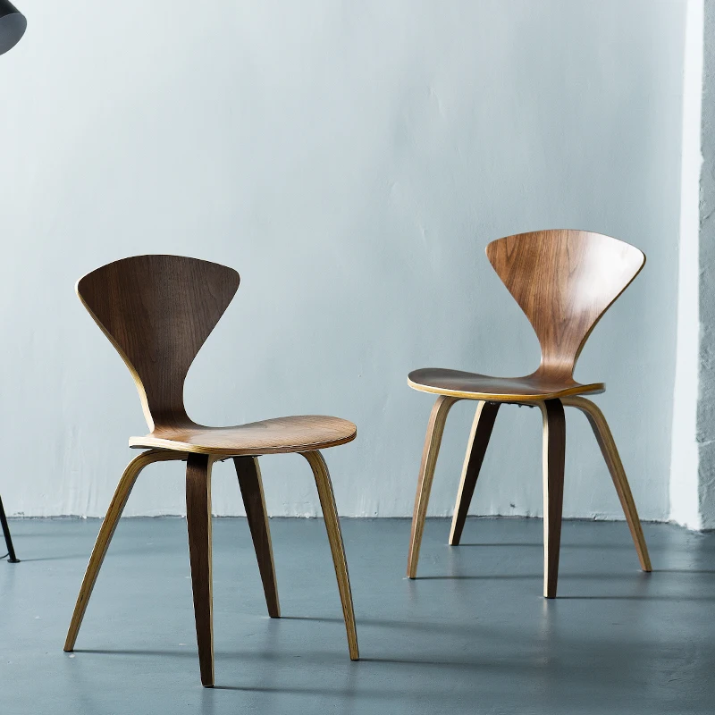 Натуральные боковые стулья орех или деревянные, из ясеня Норман Чернер стулья из фанеры красный черный белый обеденный стул