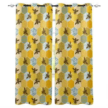 

Bee Hive Flower Morocco Curtains for Living Room Children Bedroom Decoration Home and Kitchen Products Windows Drapes
