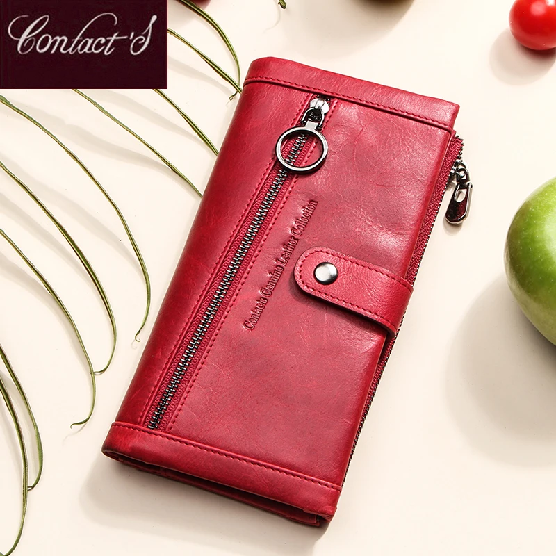 Coin Purse Wallets Clutch-Bag Contacts Women 100%Genuine-Leather Card-Holder Rfid Luxury