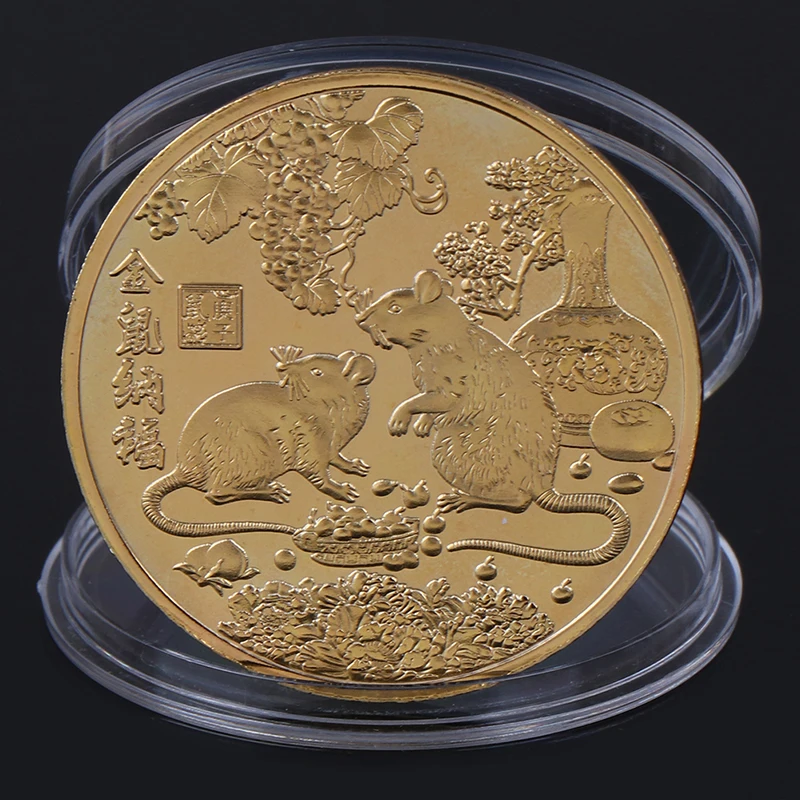 1 шт. Китайский Зодиак Сувенир Коллекционные монеты коллекция художественное ремесло год крысы памятная монета - Цвет: W