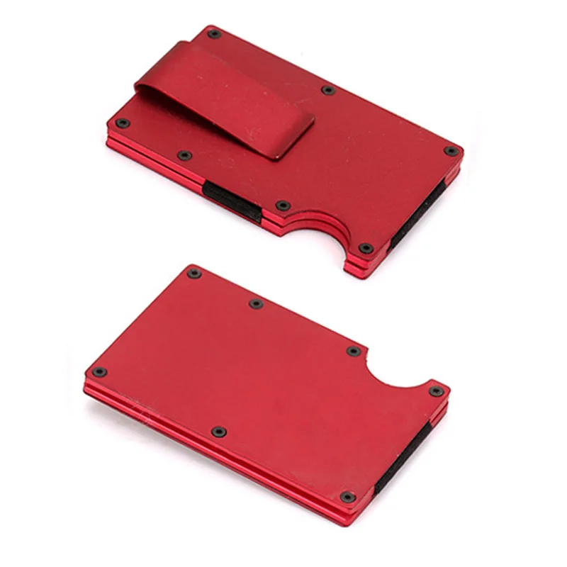 DIENQI Rfid визитница металлический минималистичный банковский держатель для карт защищенный мужской тонкий наличный кошелек Бизнес Мужской для кредитных карт Porte Carte - Цвет: Red