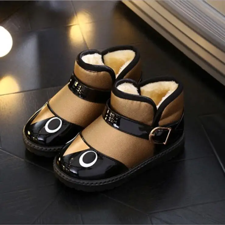 2019Winter children snow boots short tube cotton boots boys and girls non-slip soft bottom plus velvet cotton baby shoes - Цвет: Слоновая кость