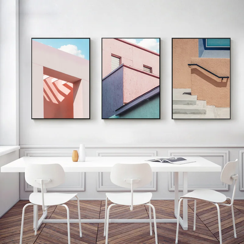 

Abstract Morandi Style Building Vintage Wall Art Canvas Painting Nordic Posters And Prints Wall Pictures For Living Room Decor