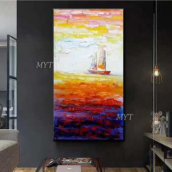 

Modern Abstract Seascape Art Handmade Knife Oil Painting Sea Landscape Canvas Paintings Wall Art Home Wall Canvas Art Decoration