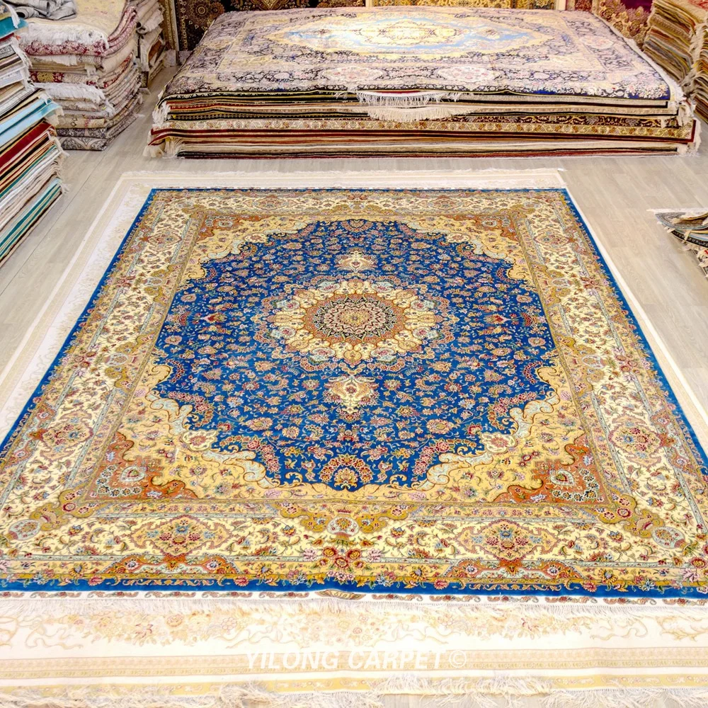Yilong 9 'x 12' классический Турецкий Дизайн Синий Восточный ковер ручной работы