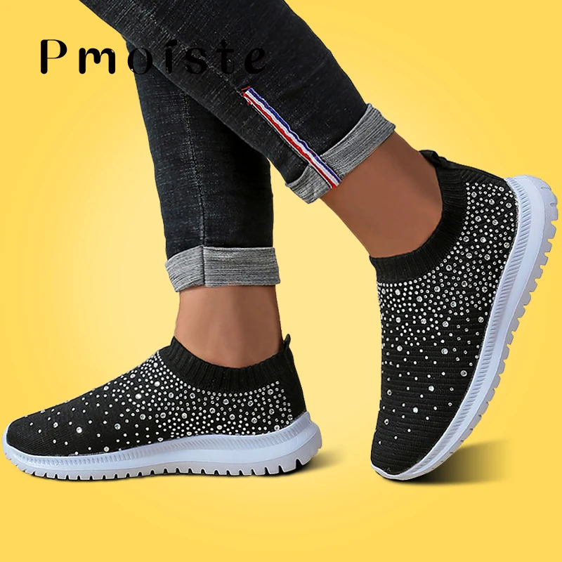 Women's shoes Vulcanized Sneakers Fashion Glitter Big Size 41-43 Ladies Casual Shoes Walking Female Tennis Knit