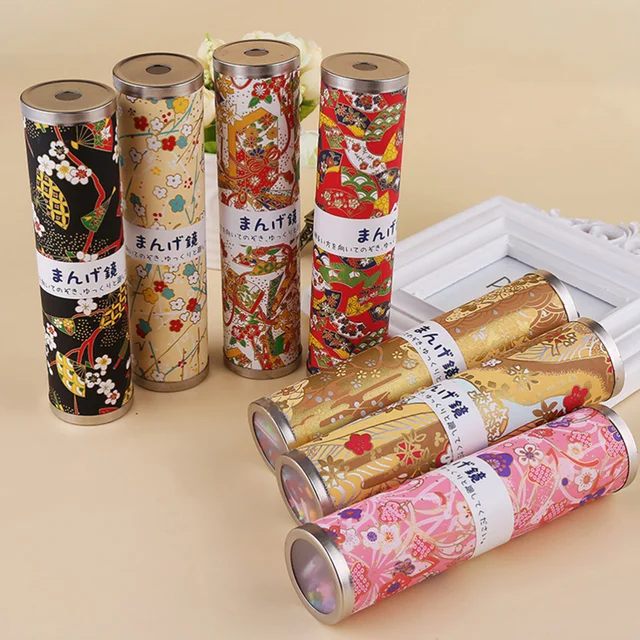 1Pc Japanese Style Kaleidoscope With Metal Cover Toy Nostalgic Special Paper (Random Color) 1