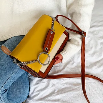 

Women's Shoulder Bag New Korean Version Contrasting Diagonal Cross Bag Broadband Small Square Bag