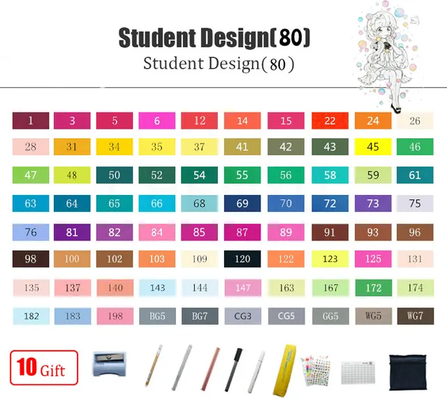 TouchFIVE 30/40/60/80/168 Color Alcohol Markers Dual Headed Artist  Sketch Oily Alcohol Ink Pen Marker For Animation Manga 80 Student Set