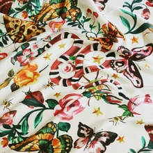 Спандекс шелковая ткань винтажная Цветочная бабочка цифровая шелковая печать Атлас Шармез 100*105 см