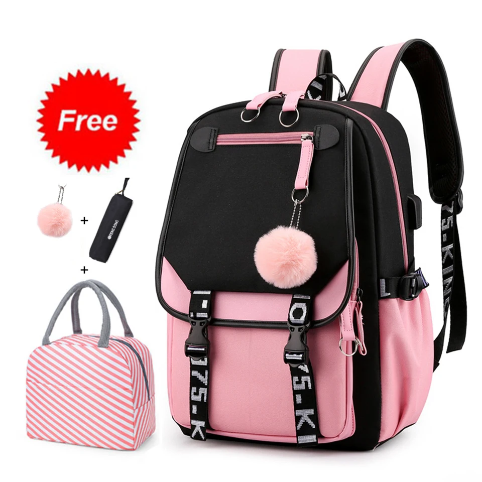 Teen Girl School Backpack With Usb Charging Port 15.6 Inch Laptop Bag
