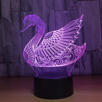 

Novelty Table Lamp 3D LED Visual Animal Swan Model 7 Lighting Fixture USB Creative Home Decoration For Sleep Night Light Gift