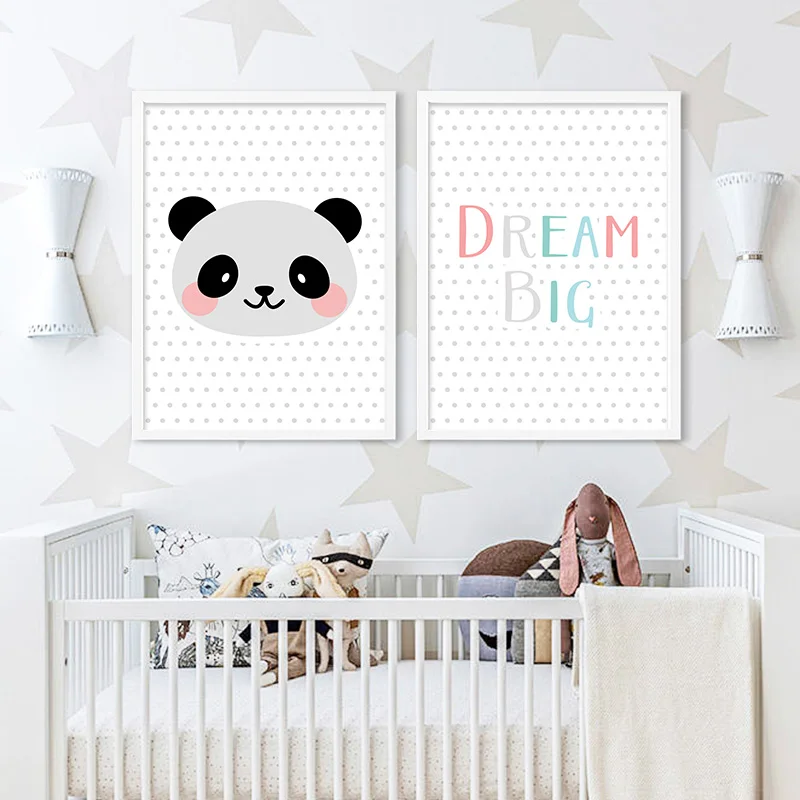 Affiche Murale De Dessin Anime De Panda Arc En Ciel Citation De Pepiniere Toile D Art Imprimee Peinture Minimaliste Tableau Decoratif Decor De Chambre D Enfant Et De Bebe Aliexpress