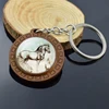 Horse Wooden Keychain Car Key Chain Glass Cabochon Jewelry Vintage Animal Pendant Cartoon Horse Keyring Women Men Gifts ► Photo 2/6