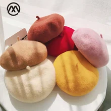 Ladies hat beret female wool beret autumn / winter newspaper hat retro warm painter hat female hat solid color elegant woman