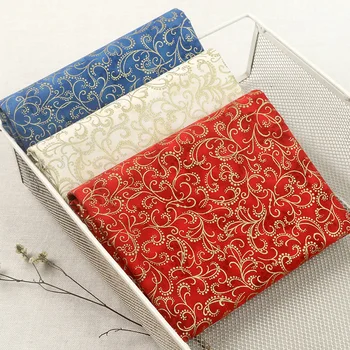 

High quality pure cotton fabric Gold-stamped vine pattern printing tissu Hand-made DIY bags and garments fabrics