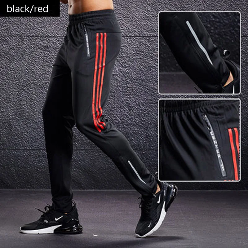 black red BINTUOSHI, новинка, спортивные штаны, Мужские штаны для бега с карманами на молнии, тренировочные и джеггинсы, Мужские штаны, штаны для фитнеса для мужчин - Цвет: black red