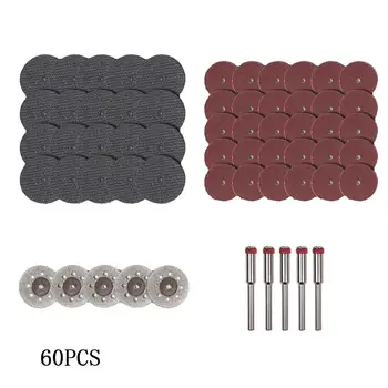 

60pcs Diamond Cutting Disc Sanding Grinding Wheel Double Mesh Woodworking Metal Drill Rotary Accessories Abrasive Tools