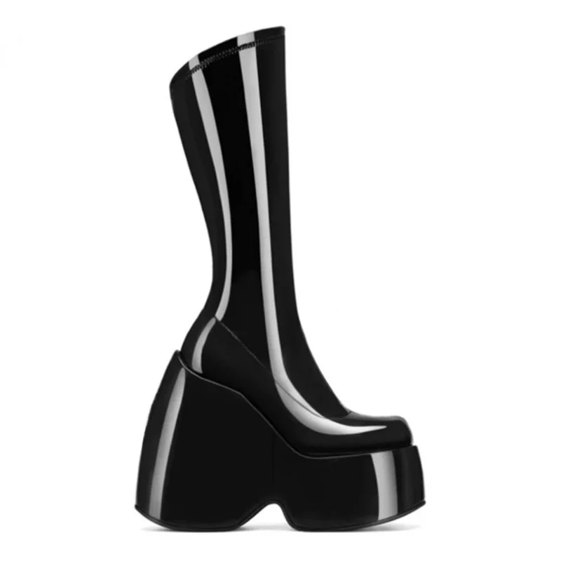 Top Quality Women Ankle Boots Sexy High Heels Thick Platform Dress Party Dance boots Black Red Yellow Autumn Winter Shoes Woman | Обувь