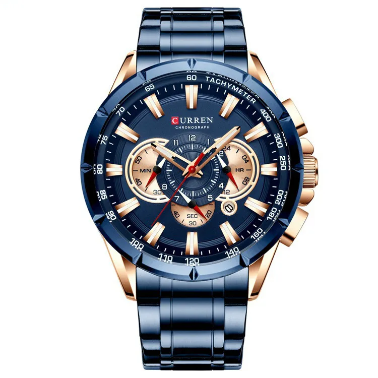 

Business Men's Watch Multi-function Waterproof Quartz Watch Steel Band Men's Watch luxury Dual Display Stainless Steel Fashion
