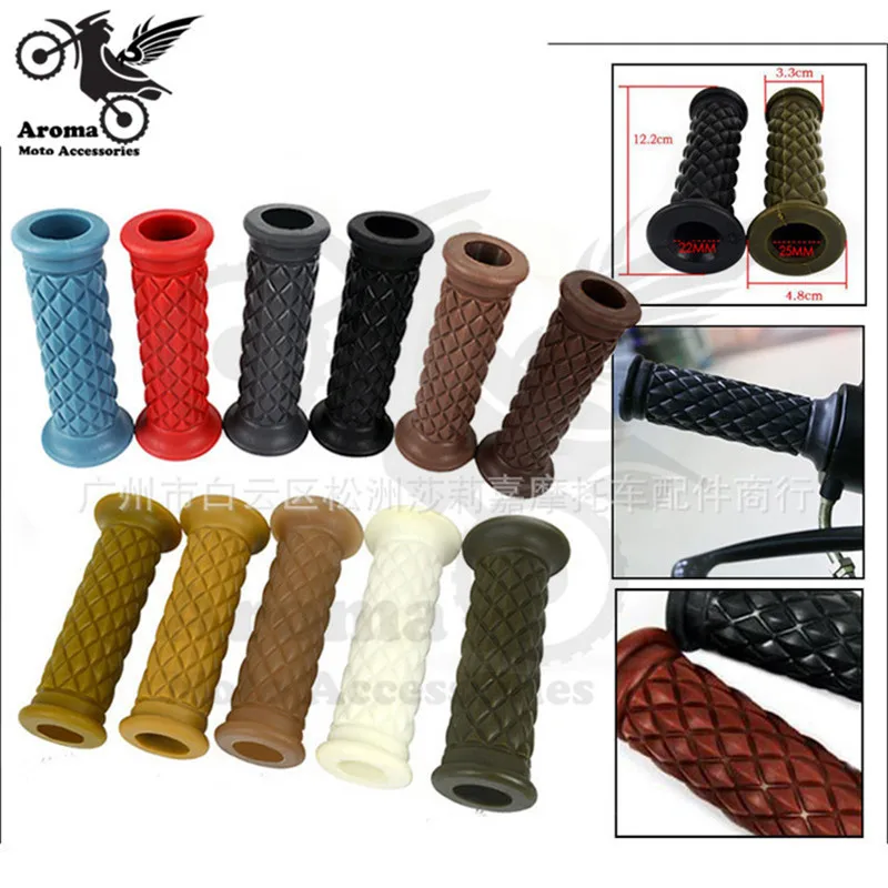 16 colors available brown red black hot retro cafe racer parts 22MM 25MM rubber motorbike grip for honda suzuki yamaha harley softail sportster prince cruise moto handlebar motorcycle handle grips