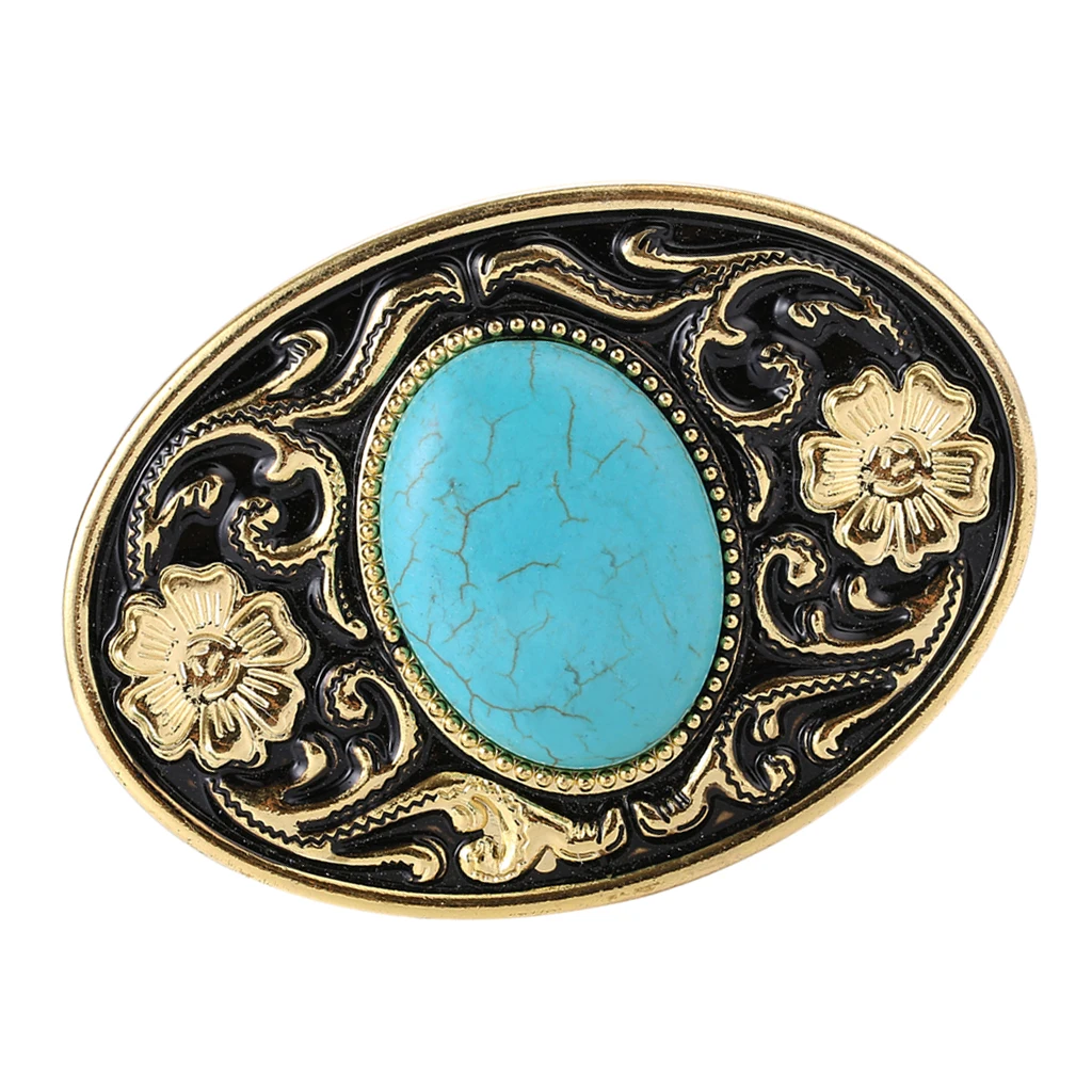 Turquoise Belt Buckle American Western Cowboy Replacement Belt Buckle for Men 9x7cm Cowgirl Belt Accessories