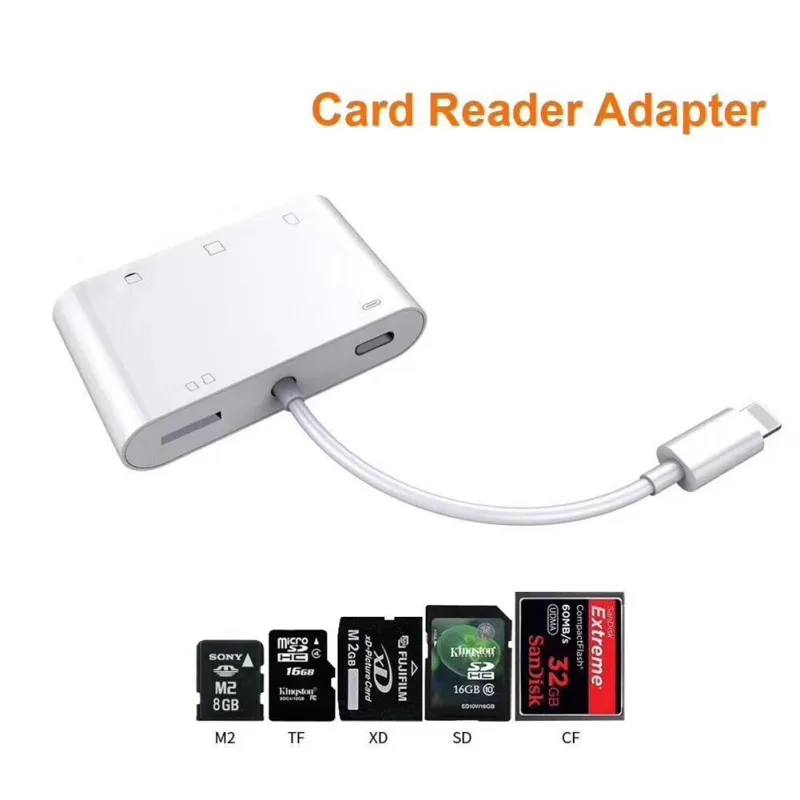 

Digital Camera Kit for Lightning to SD Card Adapter Reader for iPhone CF / XD / M2 / SD / TF Card / iPad Mini / Pro Air iOS