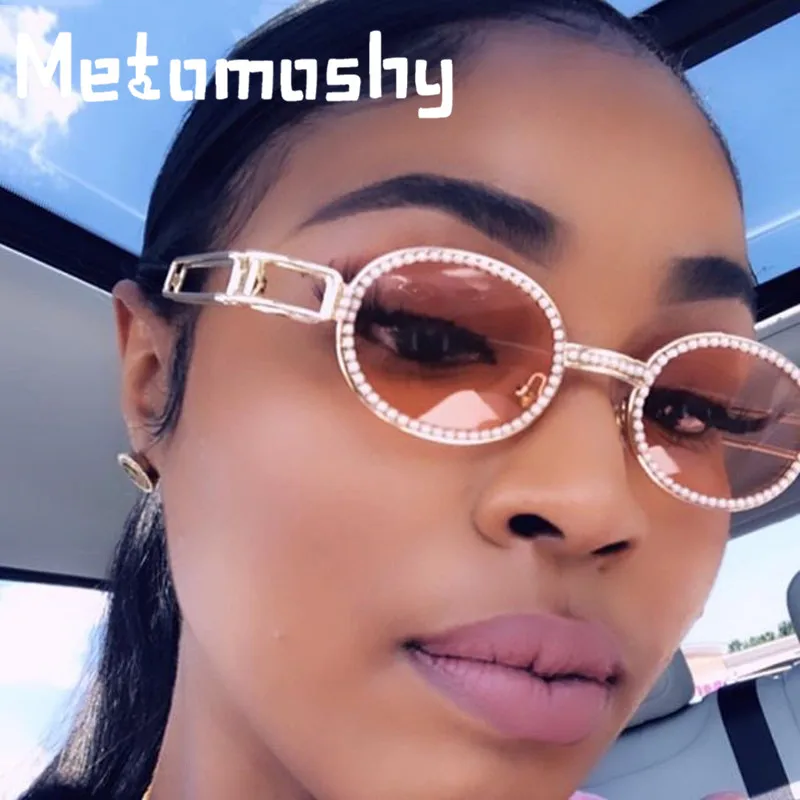 

2020 Round Diamond Sunglasses Women Luxury Brand Designer Fashion Crystal Sunglass Female Vintage Clear Shades UV400 Eyewear